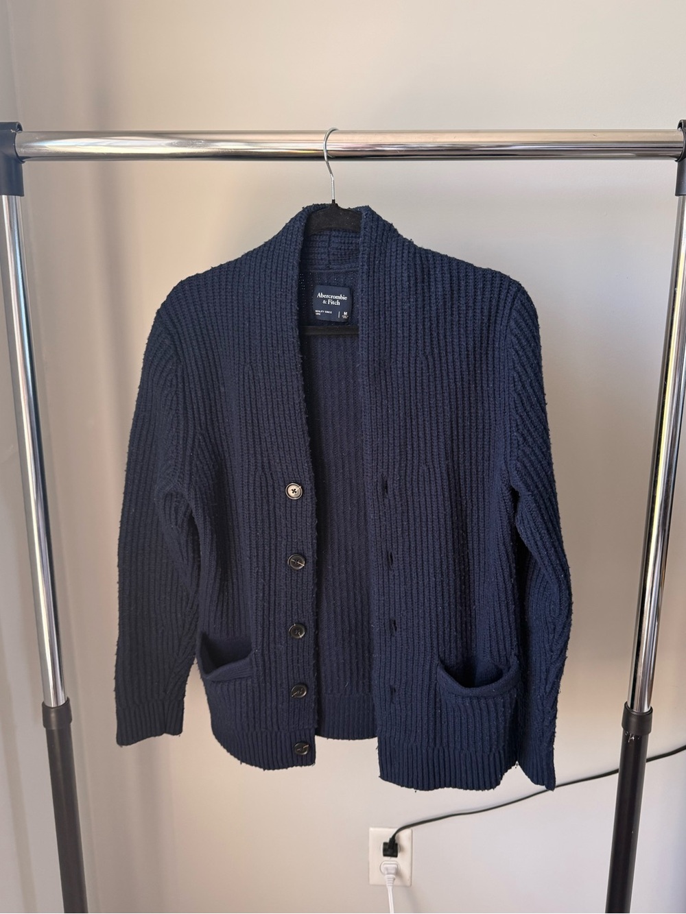 Abercrombie & Fitch Navy Chunky Ribbed Cardigan